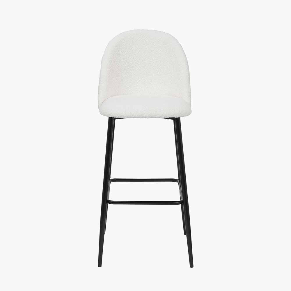 Turi White Boucle & Black Bar Stool